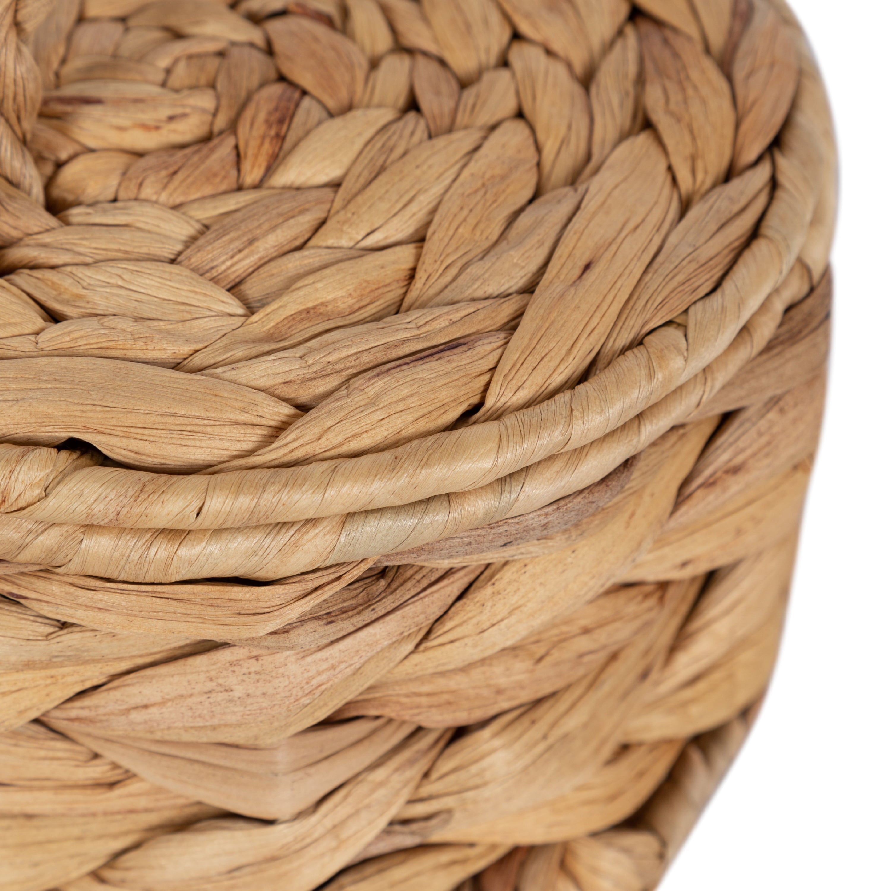 Design Ovation 3.5” X 6” round Trinket Box with Lid in Water Hyacinth Natural Material