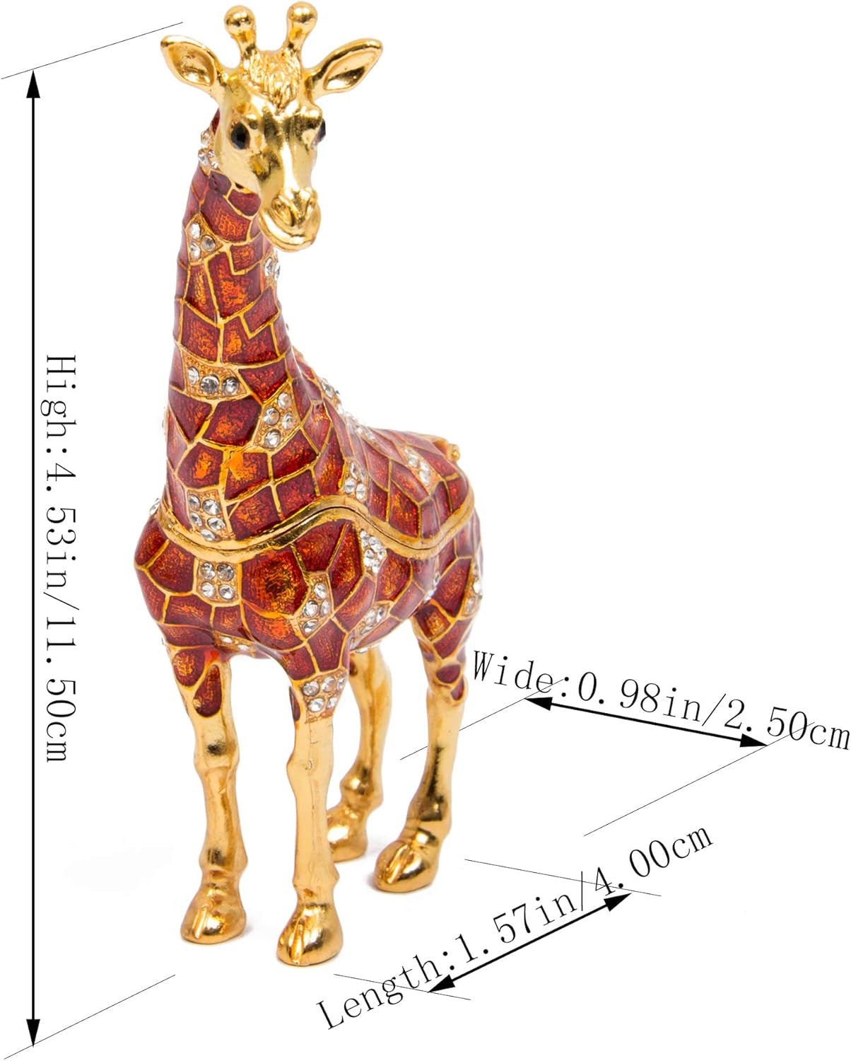 Hand Painted Enameled Giraffe Style Decorative Hinged Jewelry Trinket Box Unique Gift for Home Decor