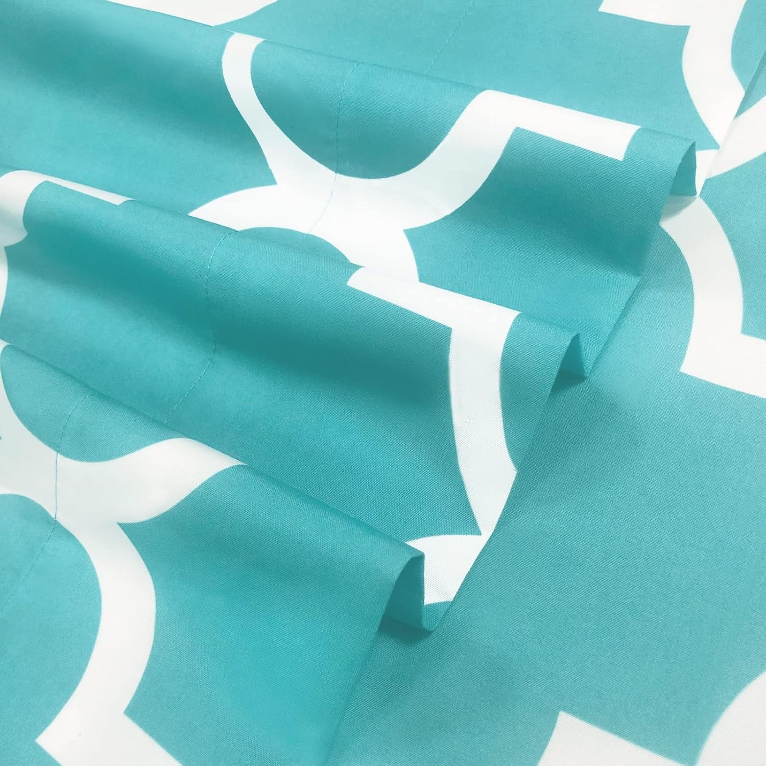 Full Bed Sheet Set - Super Soft Brushed Microfiber 1800 Thread Count Sheets with 16 Inch Deep Pocket - Wrinkle Free - 4 Piece(Full, Aqua Quatrefoil with White Pattern)