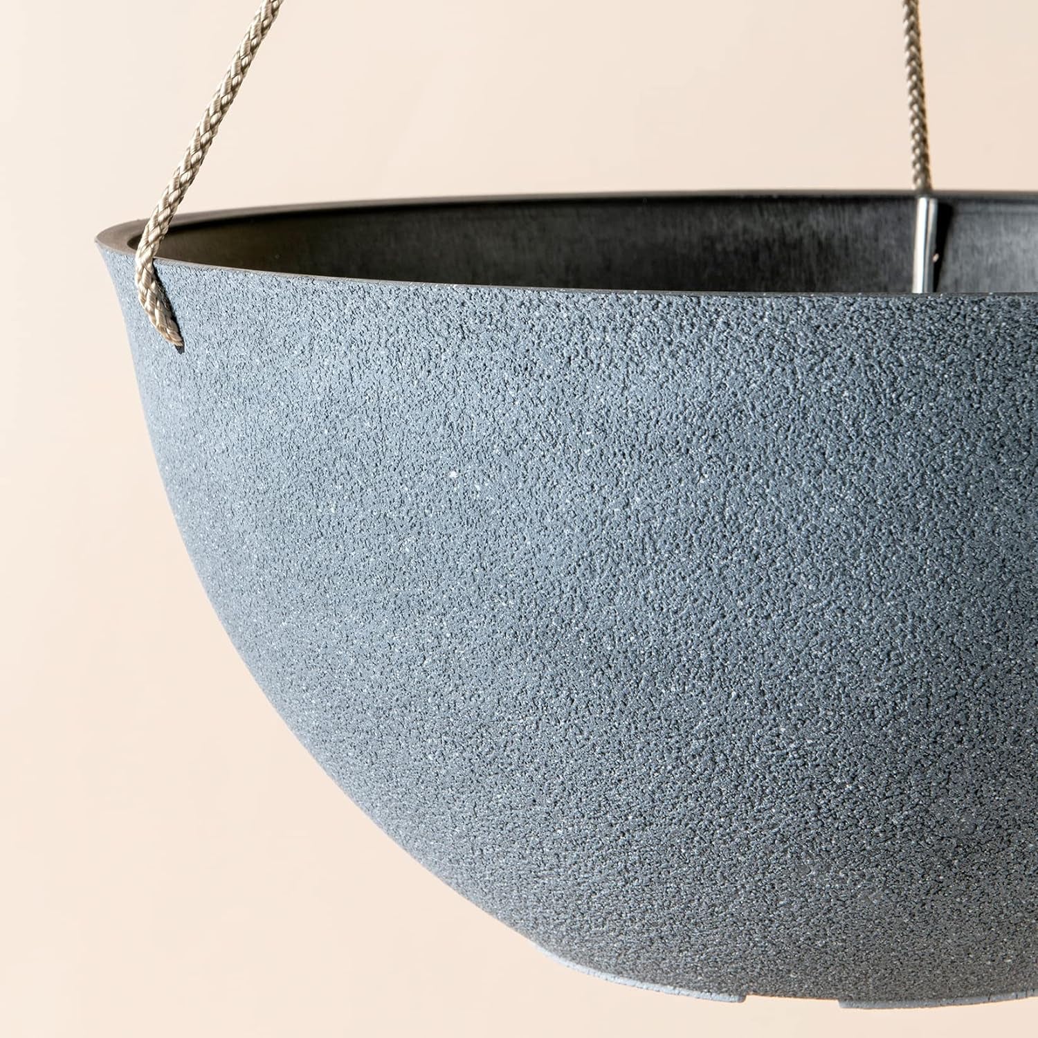 Large Hanging Planters for Outdoor Plants - Hanging Flower Pots Weathered Gray (13.2 Inch, Set of 2)