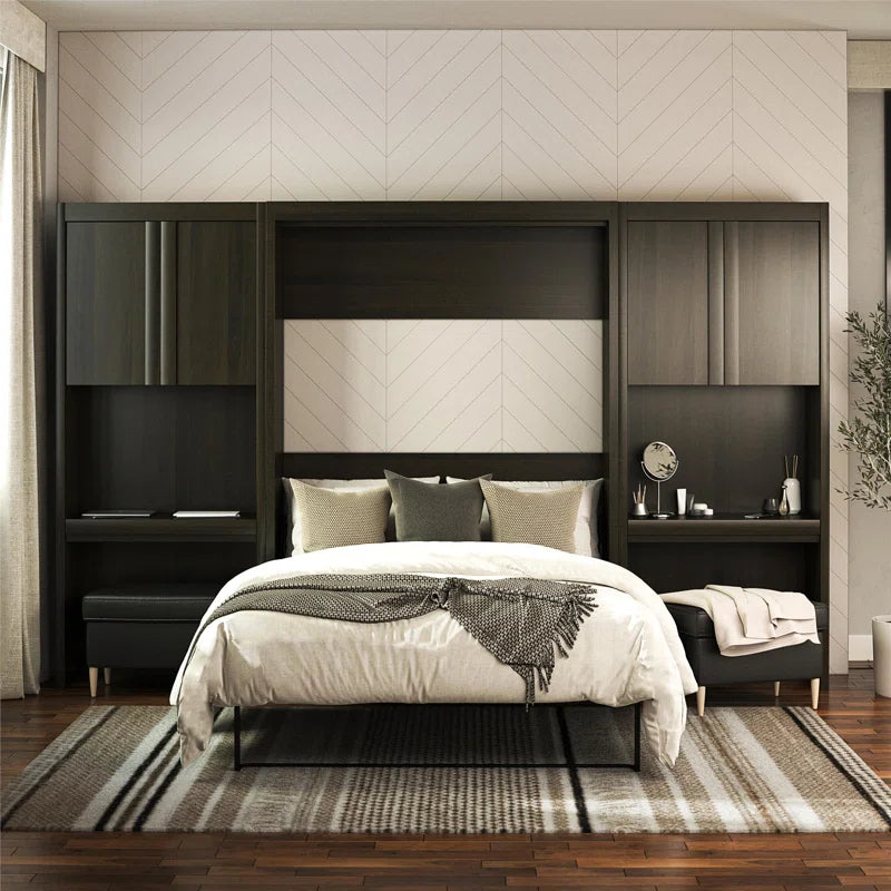 Wexford Murphy Storage Bed with 2 Vanity/Desk Storage Cabinets and Drawers