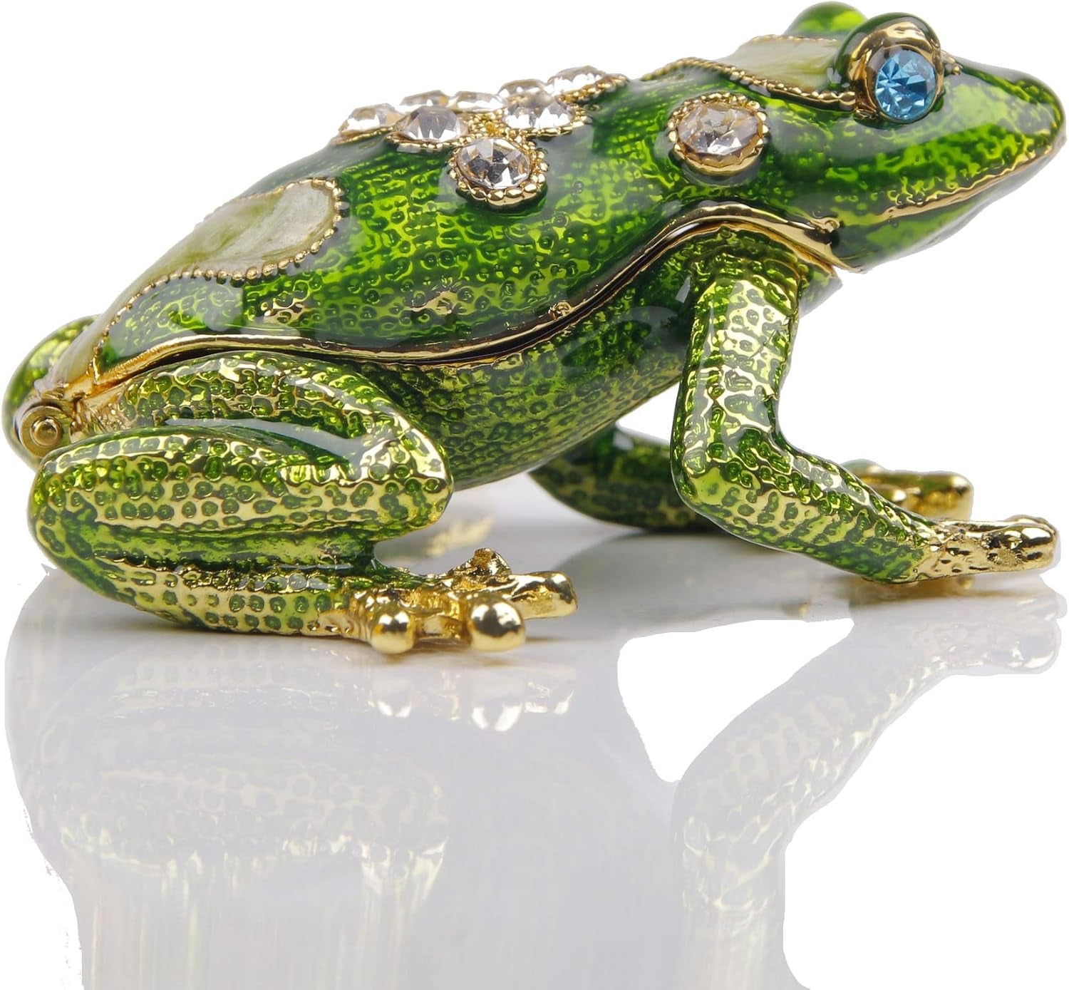 Hand Painted Crystal Frog Figurine Gift Idea Decorative Jewelry Boxes Hinged Trinket Box - Mothers Day Gifts