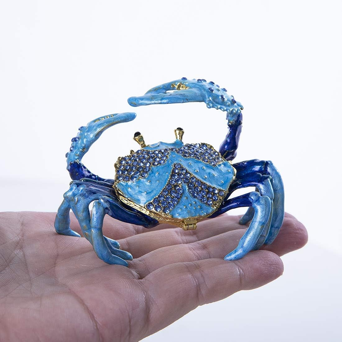 Crab Jewelry Trinket Boxes Hinged Animal Jeweled Trinket Box Decorative Crab Collectible Figurine