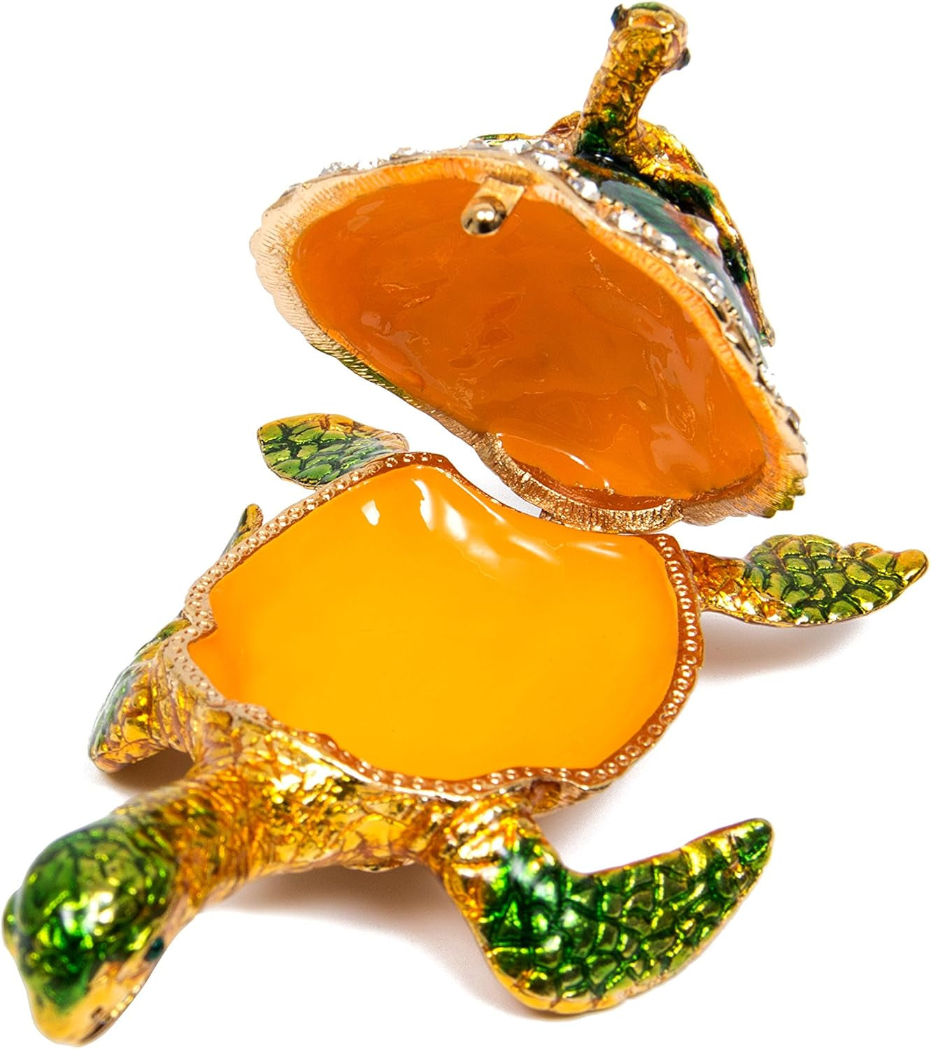 Hand Painted Sea Turtle Tortoise Decorative Hinged Enamel Trinket Box Unique Gift for Family