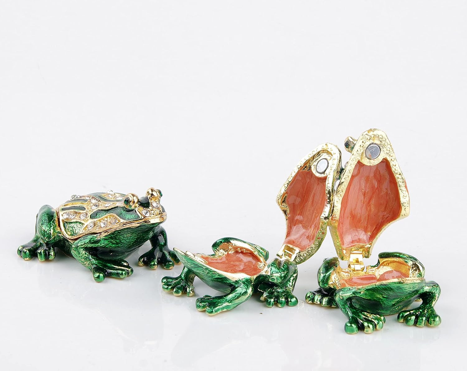 3Pcs Decorative Frogs Jewelry Boxes Hinged Jewelry Box Gift for Home Decor Green_3