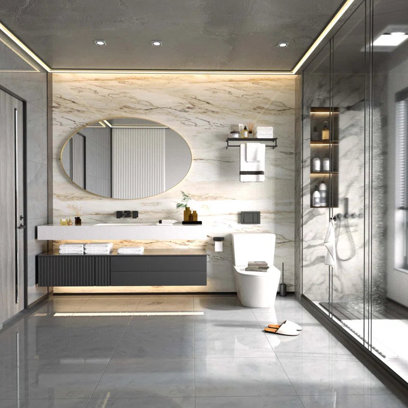 Oval Mirror Bathroom Vanity Mirror Metal Framed Wall-Mounted Mirrors for Bathroom