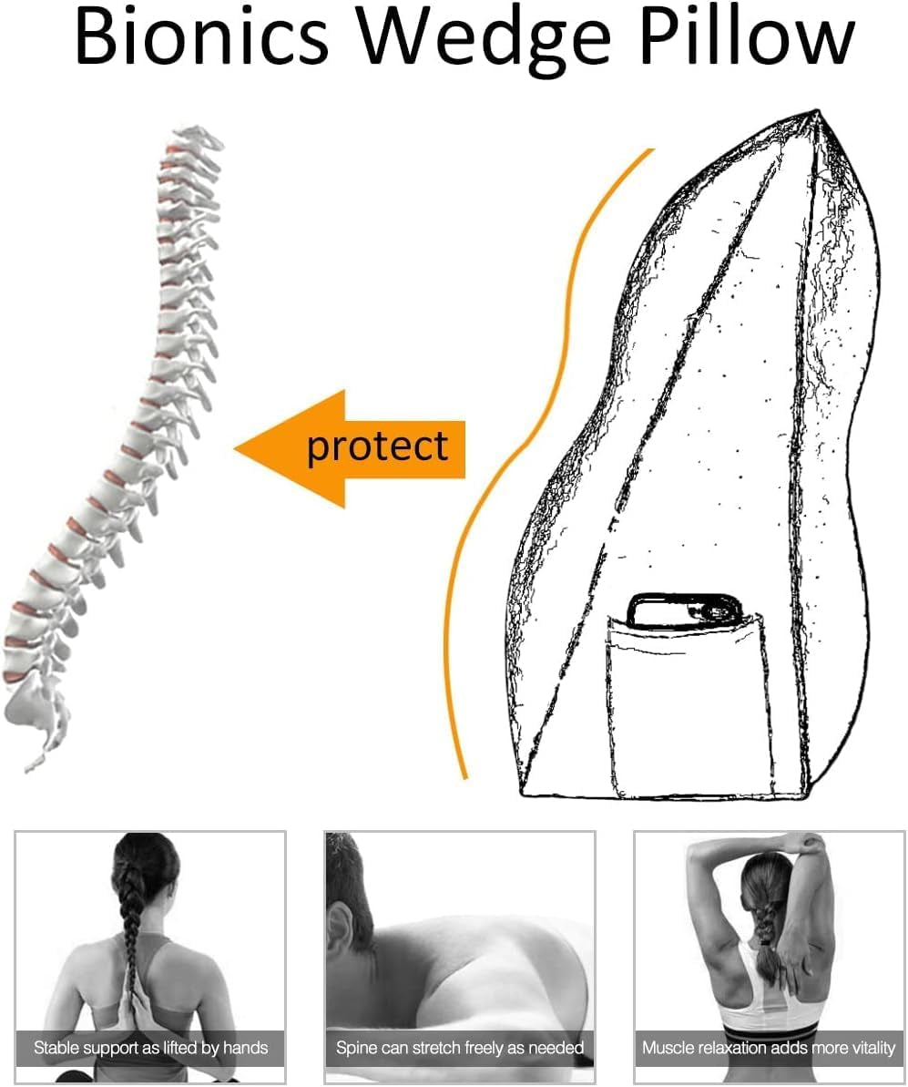 Headboard Pillow Triangular Bed Wedge Pillow for Headboard Large Bolster Pillow for Bed with Removable Cover, 85% Linen 15% Cotton Blend, Black