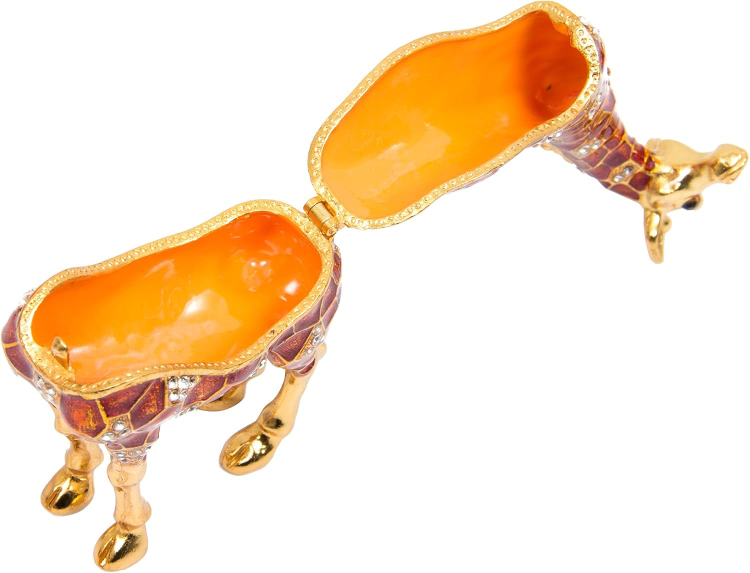 Hand Painted Enameled Giraffe Style Decorative Hinged Jewelry Trinket Box Unique Gift for Home Decor