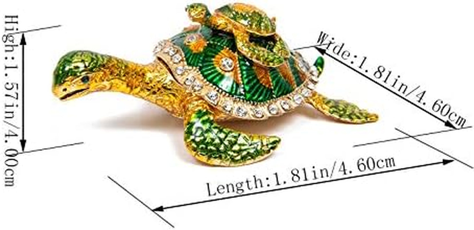 Hand Painted Sea Turtle Tortoise Decorative Hinged Enamel Trinket Box Unique Gift for Family