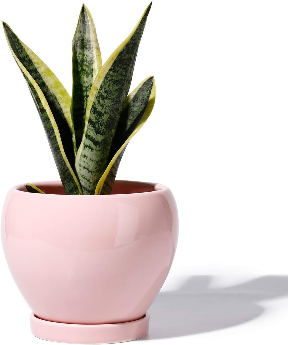052503 Ceramic Plant Pot Planter - 5.6 Inches Pink Planter for Indoor Plants Flower Succulent with Drainage Hole & Saucer