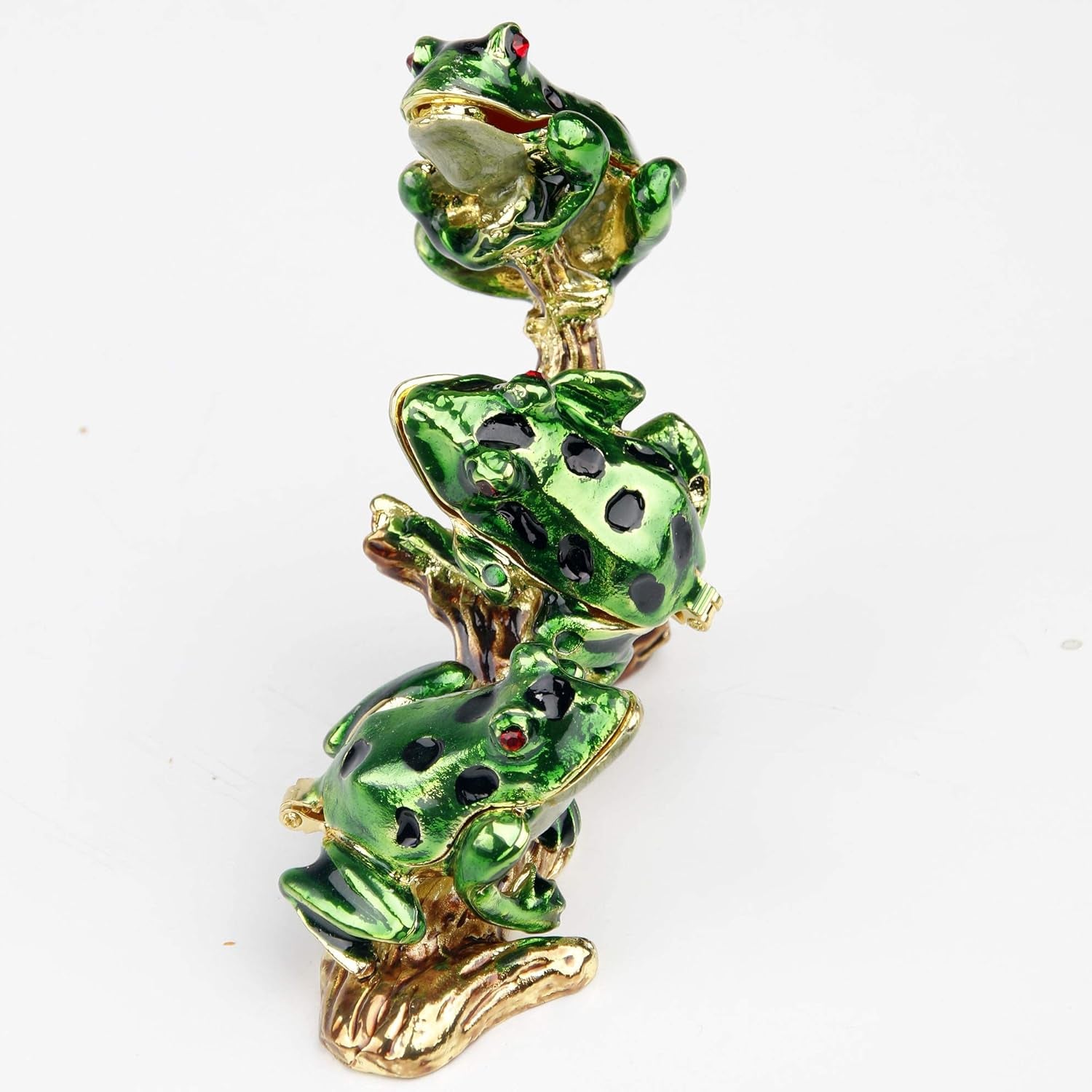 3 Frog Figurines Collectibles Jewelry Box Decorative Hinged Trinket Boxes
