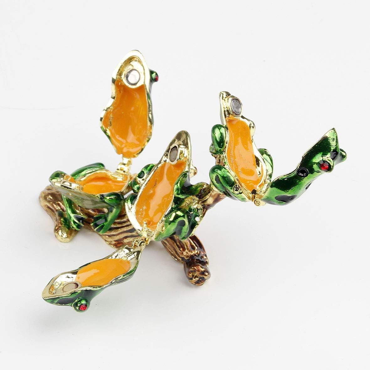 3 Frog Figurines Collectibles Jewelry Box Decorative Hinged Trinket Boxes