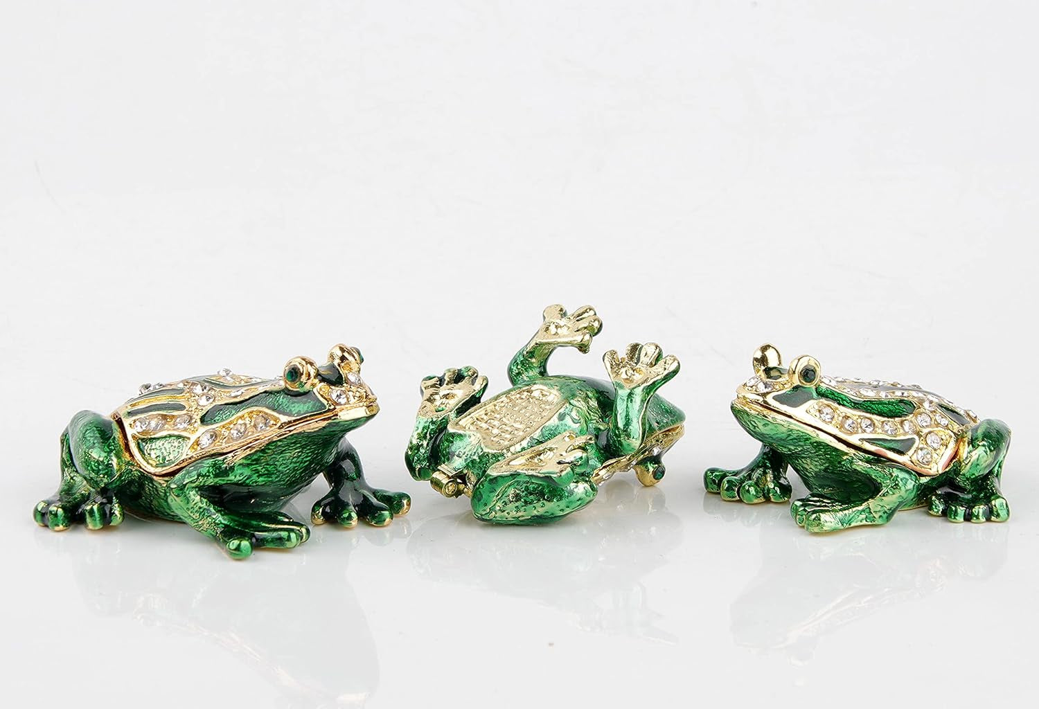 3Pcs Decorative Frogs Jewelry Boxes Hinged Jewelry Box Gift for Home Decor Green_3