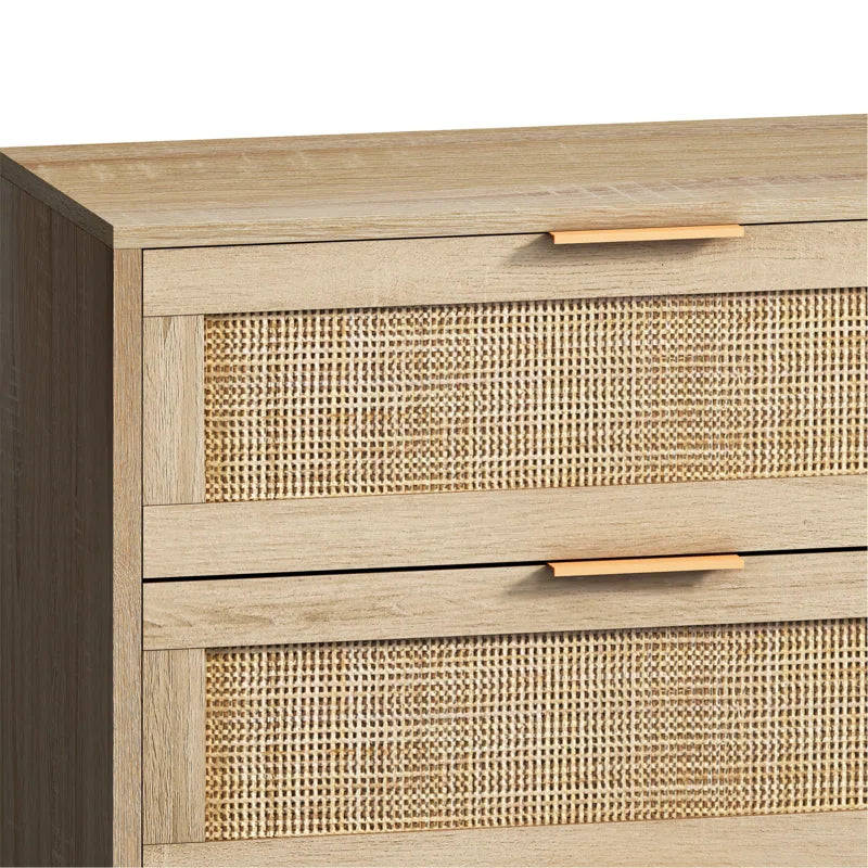 Ayanna 6 Drawer 51.18" Wide Rattan Storage Dresser