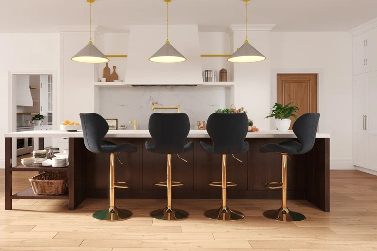 Tierone Upholstered Swivel Adjustable Height Counter Stool with Metal Frame, Modern Velvet Counter Stool