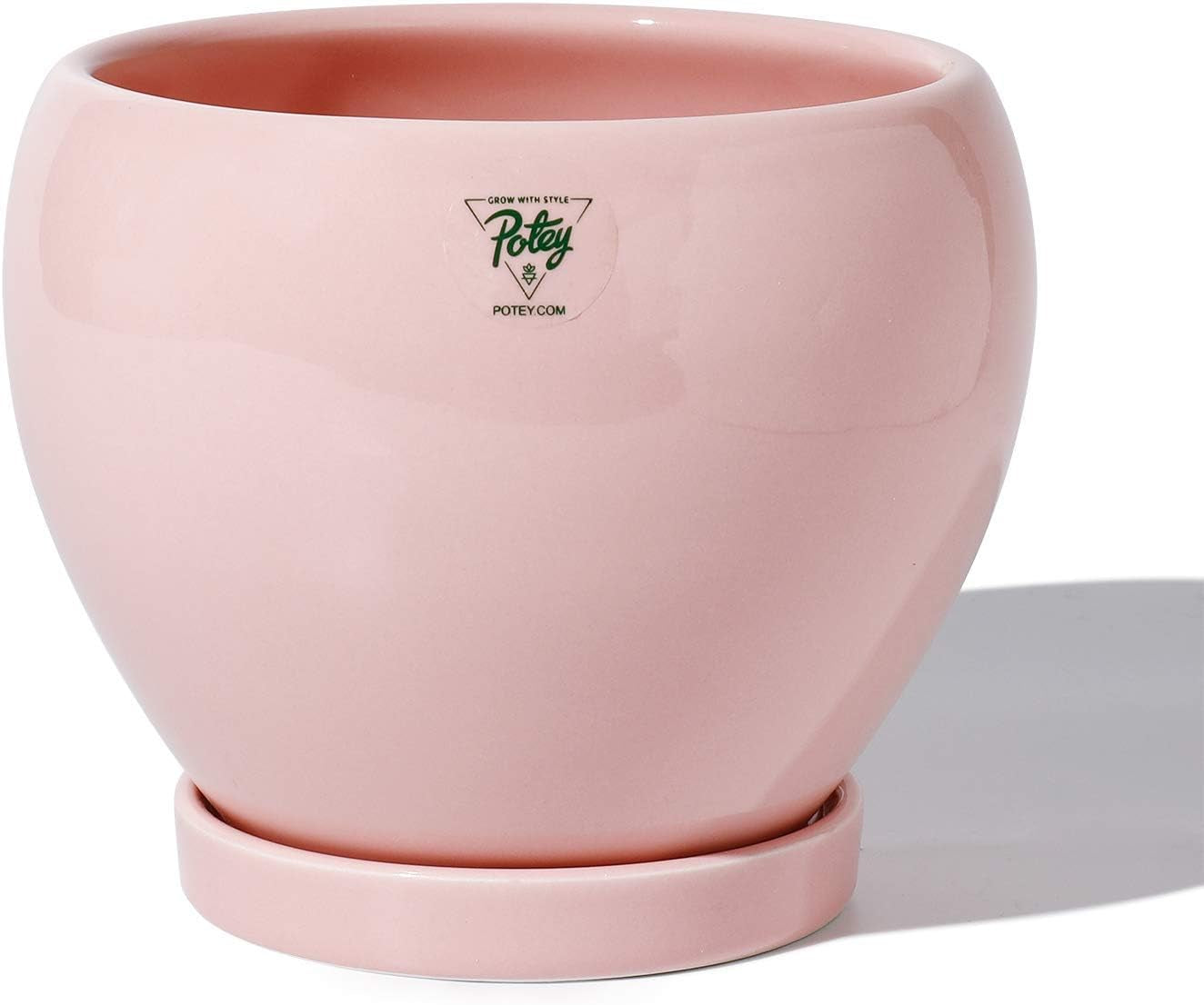 052503 Ceramic Plant Pot Planter - 5.6 Inches Pink Planter for Indoor Plants Flower Succulent with Drainage Hole & Saucer