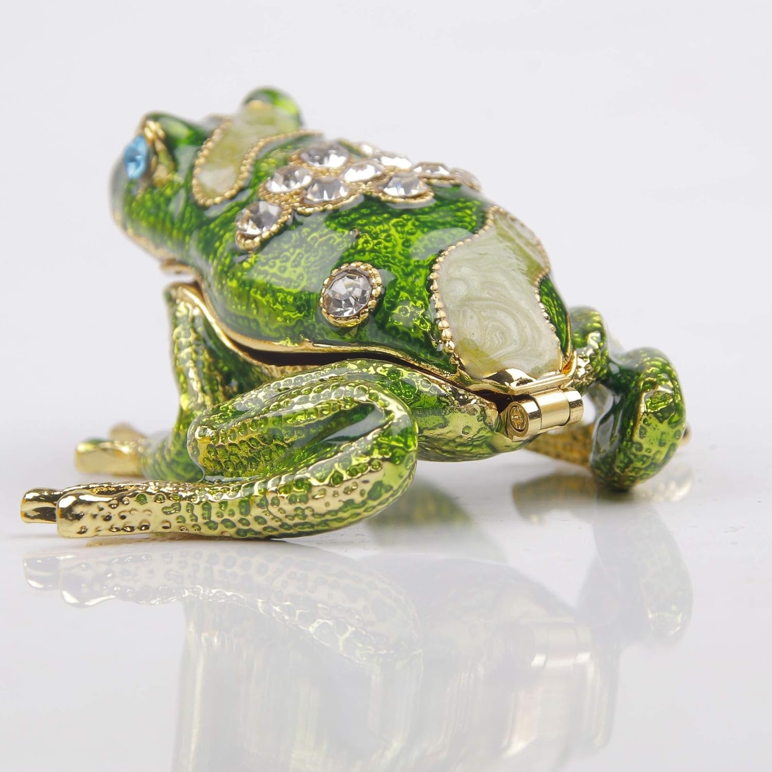 Hand Painted Crystal Frog Figurine Gift Idea Decorative Jewelry Boxes Hinged Trinket Box - Mothers Day Gifts
