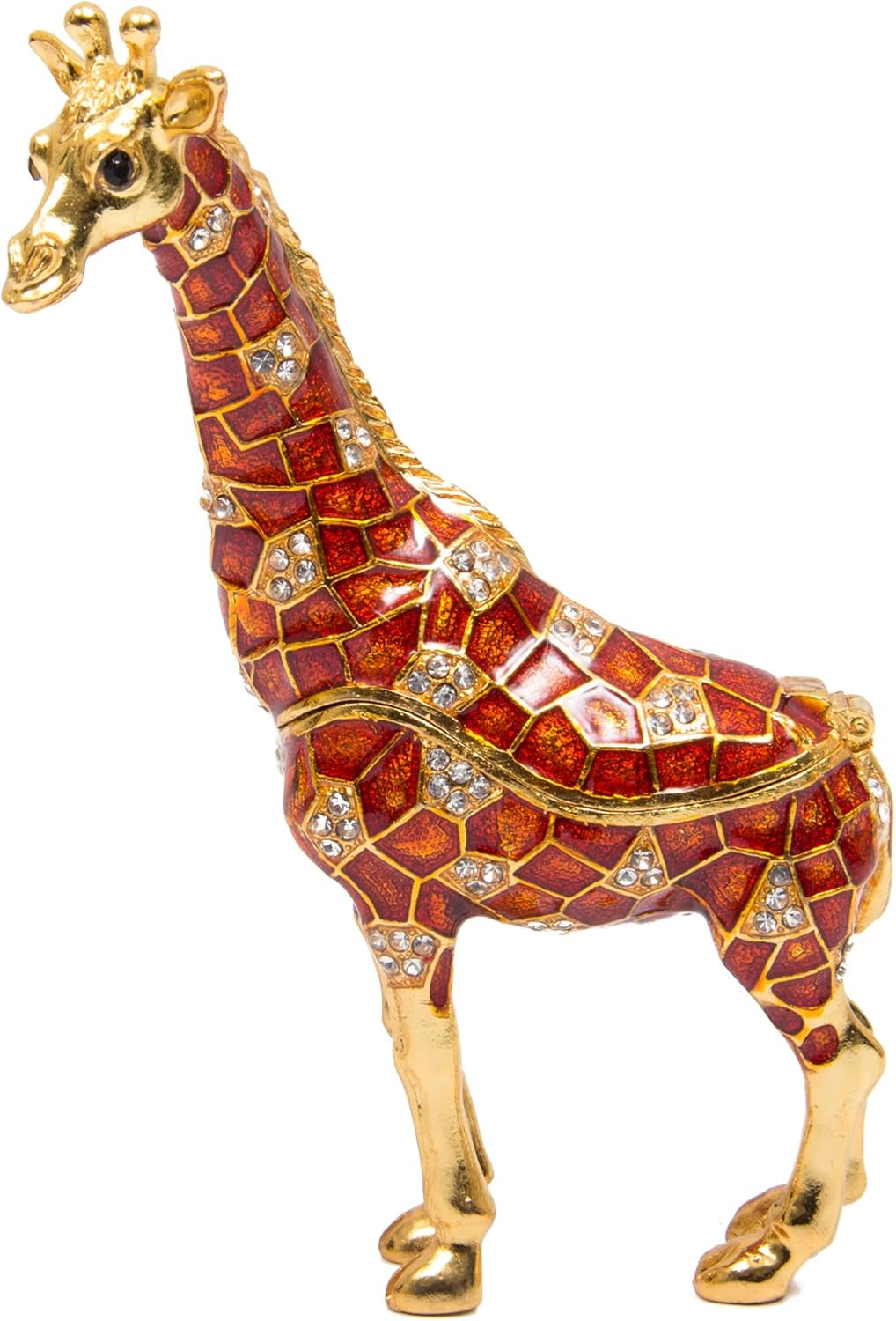 Hand Painted Enameled Giraffe Style Decorative Hinged Jewelry Trinket Box Unique Gift for Home Decor