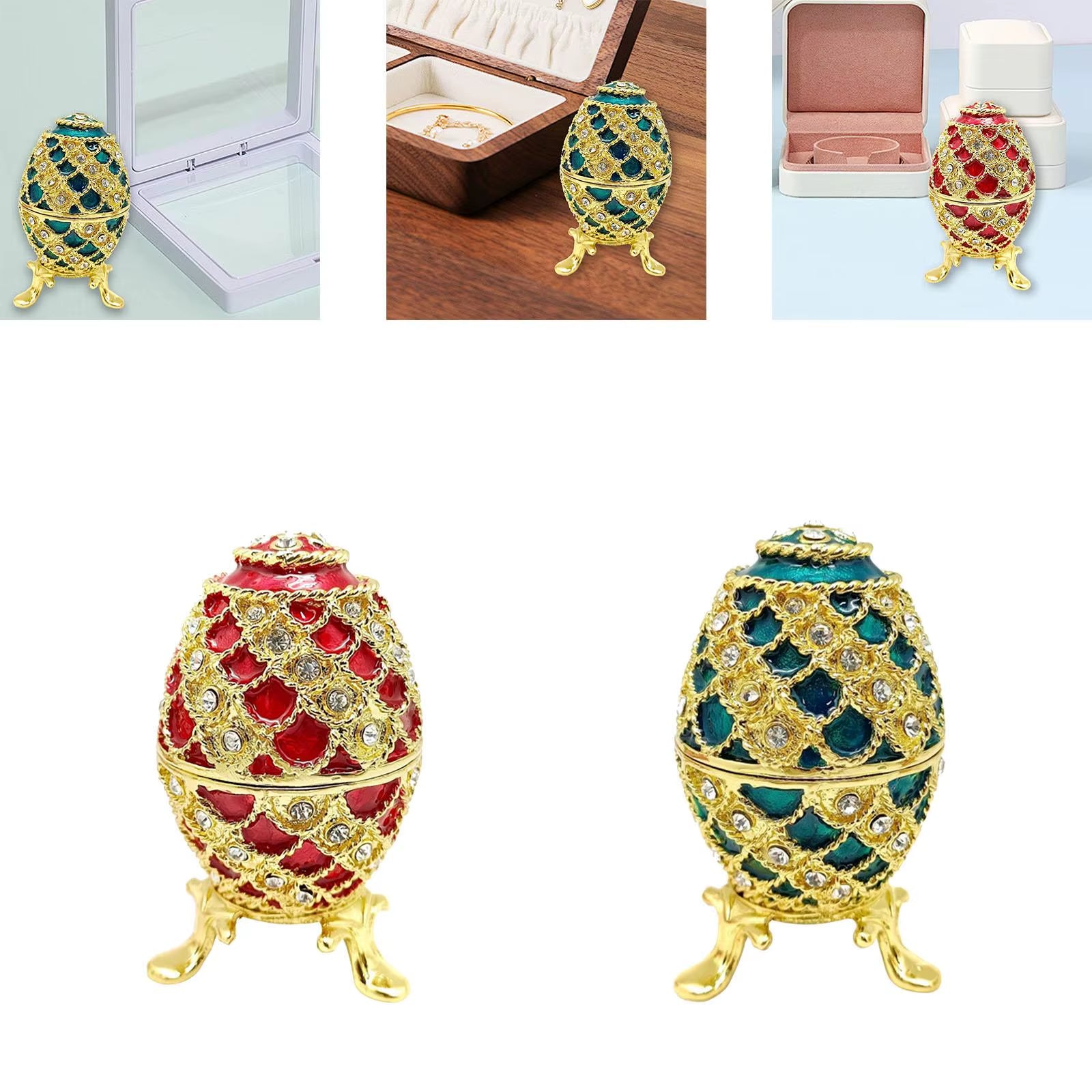 Easter Egg Shape Trinket Box Unique Figure Faberge Egg Jewelry Organizer