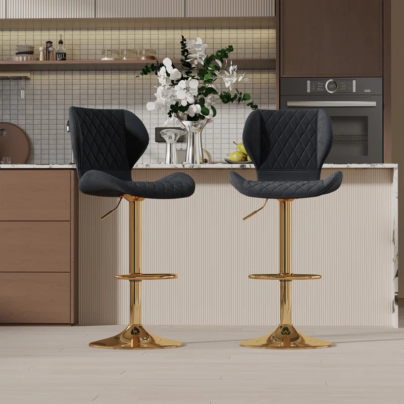 Tierone Upholstered Swivel Adjustable Height Counter Stool with Metal Frame, Modern Velvet Counter Stool