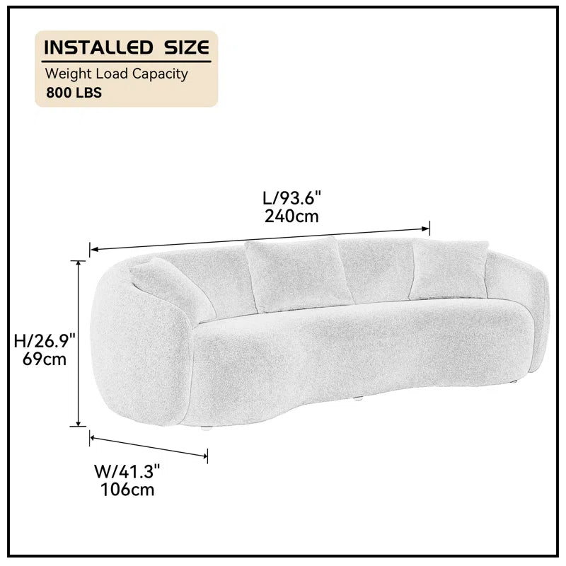 Yazgur 93.6" Curved Modern Upholstered Sofa