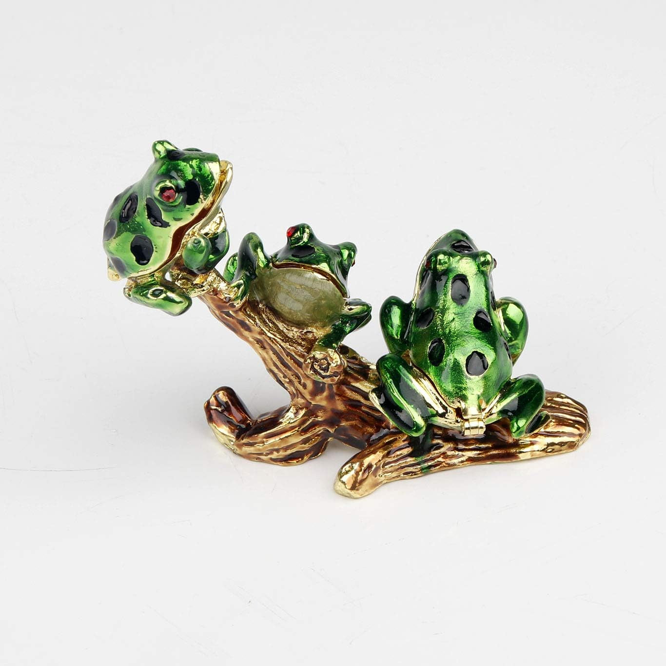 3 Frog Figurines Collectibles Jewelry Box Decorative Hinged Trinket Boxes