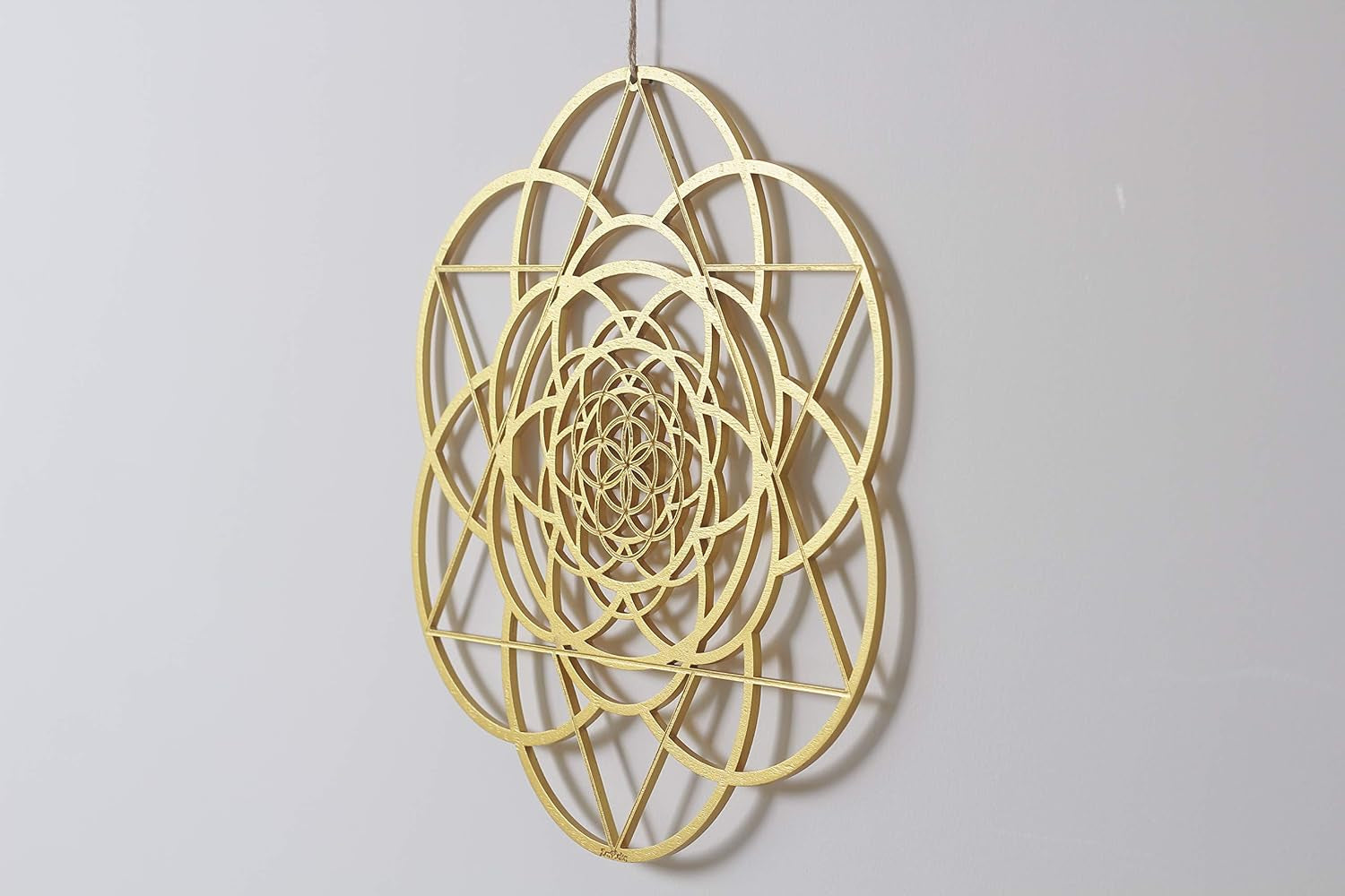 13.5" Gold Seed of Life Wall Decor Merkabah Mandala, Sacred Geometry Wall Art Yoga Decor, Crystal Grid, Wooden Art Symbol, Meditation Decor, Spiritual Decor