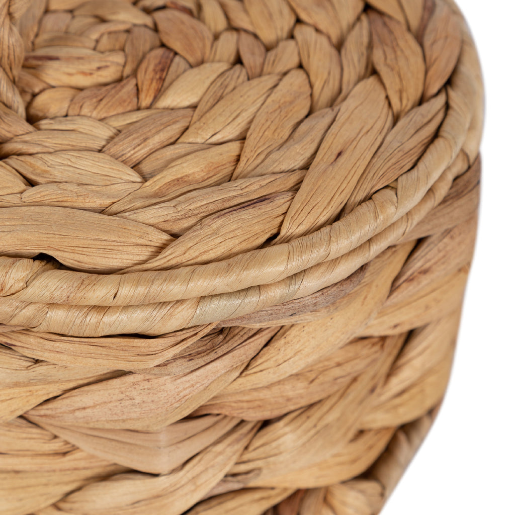 Design Ovation 3.5” X 6” round Trinket Box with Lid in Water Hyacinth Natural Material