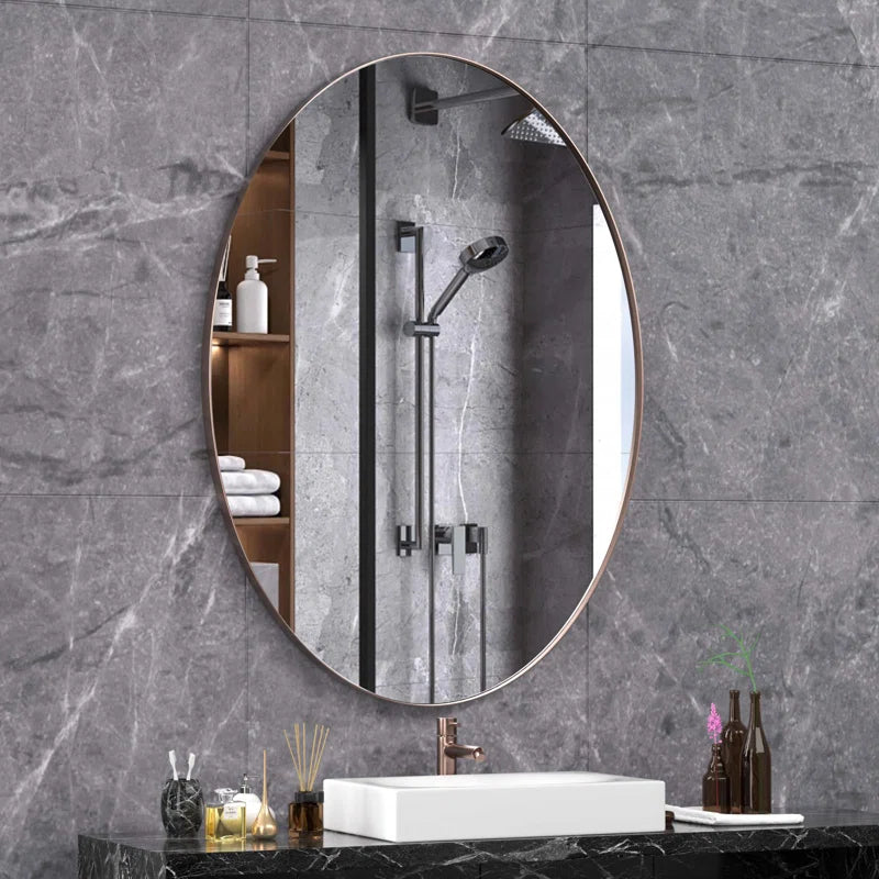 Oval Mirror Bathroom Vanity Mirror Metal Framed Wall-Mounted Mirrors for Bathroom