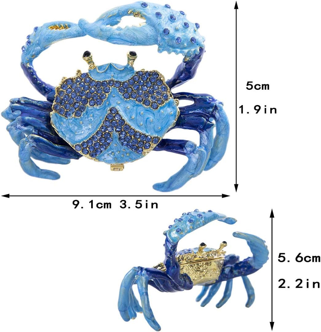 Crab Jewelry Trinket Boxes Hinged Animal Jeweled Trinket Box Decorative Crab Collectible Figurine