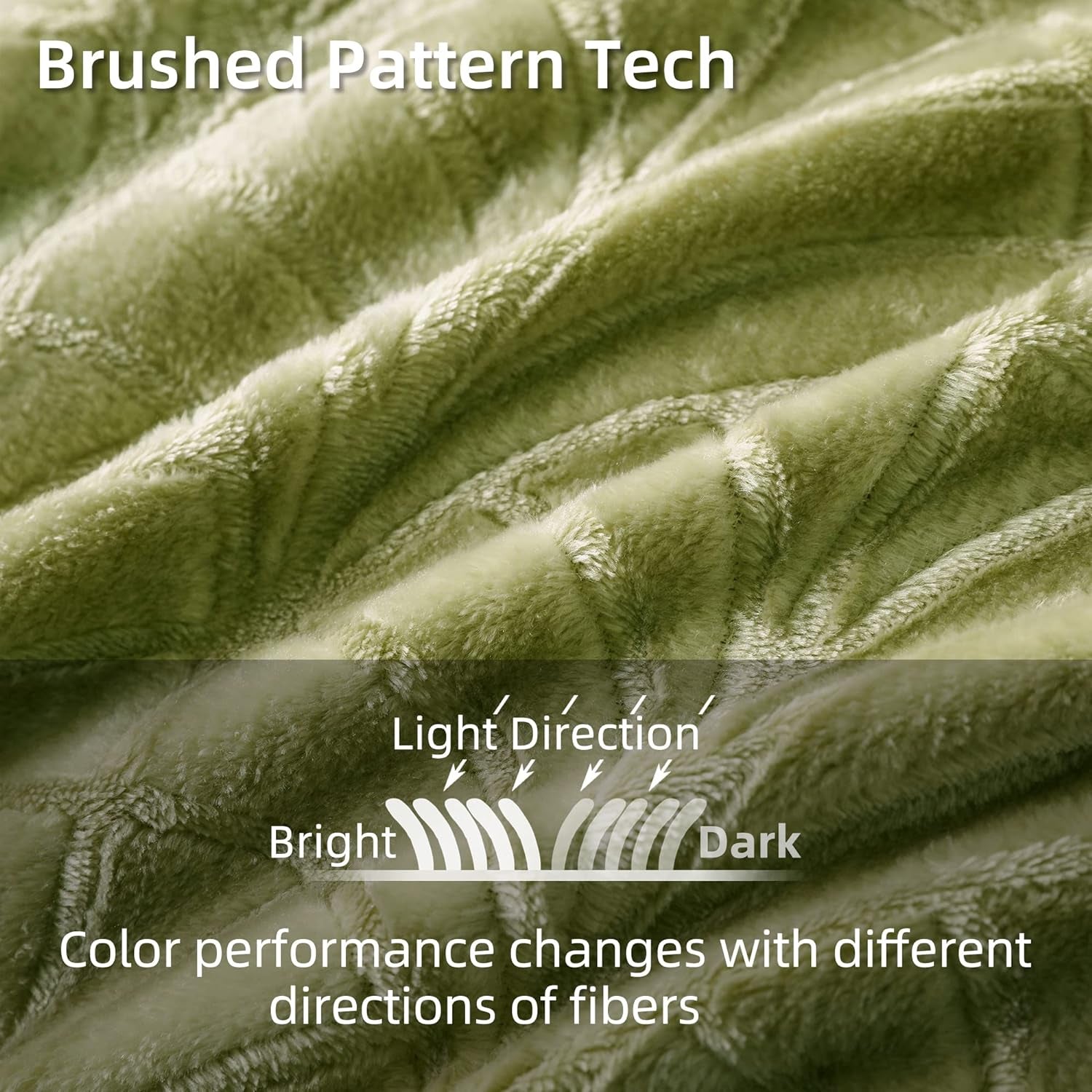 Flannel Fleece Twin Size Blanket for Bed, Soft Fluffy Velvet Bedspread Coverlet with Decorative Vintage Pattern for All Season, Warm and Lightweight, 90X66 Inch, Olive Green