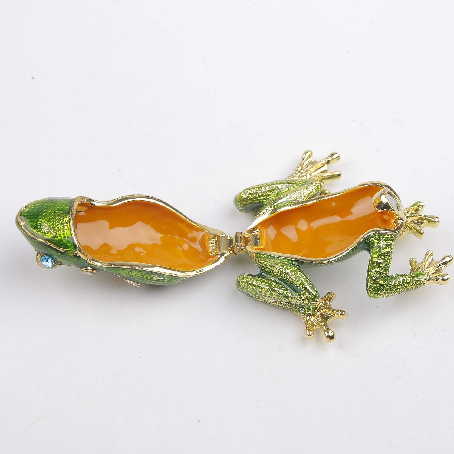 Hand Painted Crystal Frog Figurine Gift Idea Decorative Jewelry Boxes Hinged Trinket Box - Mothers Day Gifts