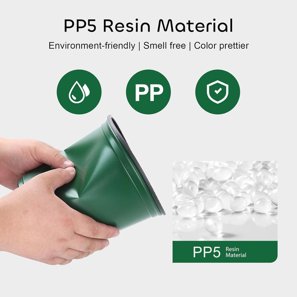 24 Set 6" 1 Gallon for Plants Flexible Nursery Pot with Drainage Hole and 15 Pcs Plant Labels, Flower Plant Container for Indoor Outdoor, Green