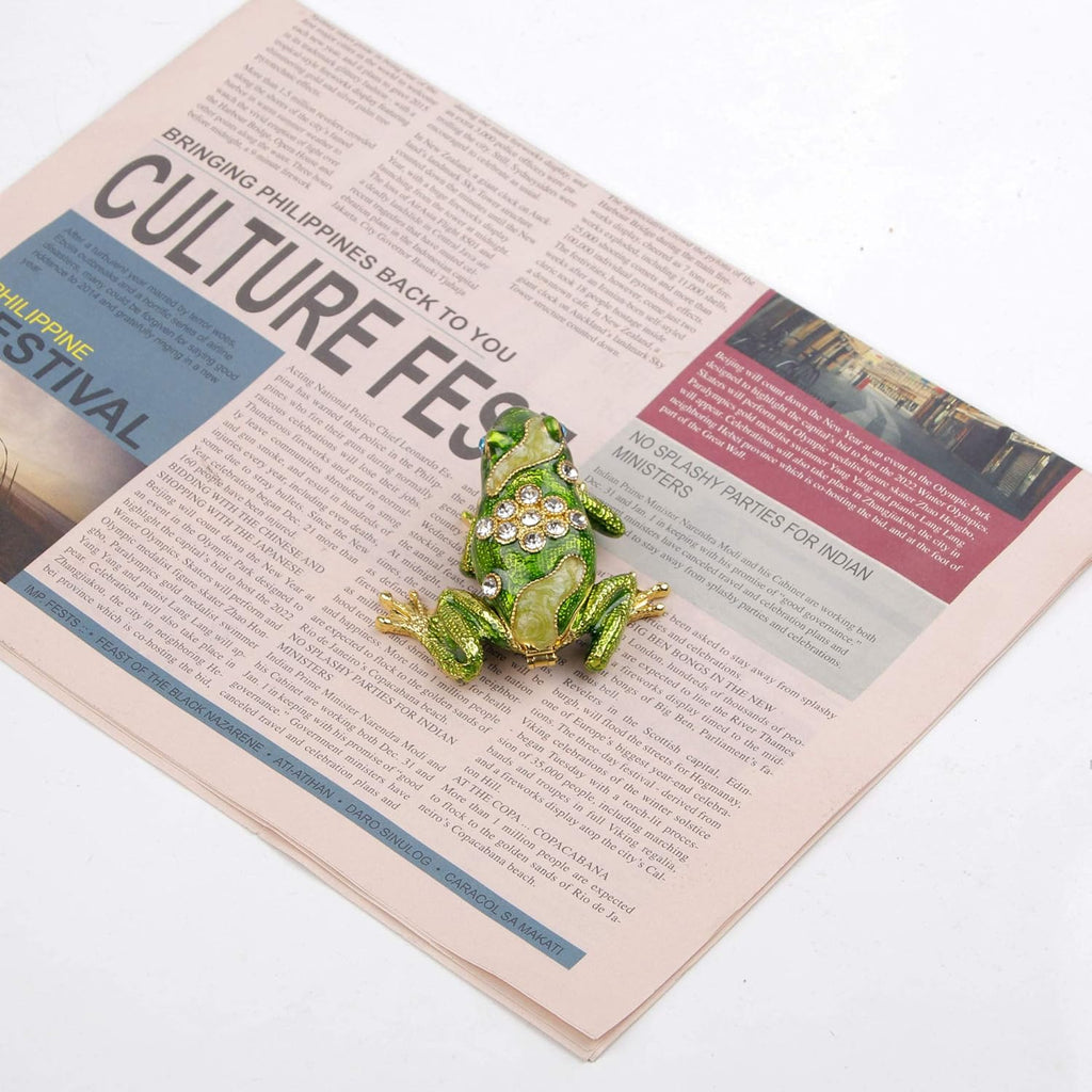 Hand Painted Crystal Frog Figurine Gift Idea Decorative Jewelry Boxes Hinged Trinket Box - Mothers Day Gifts