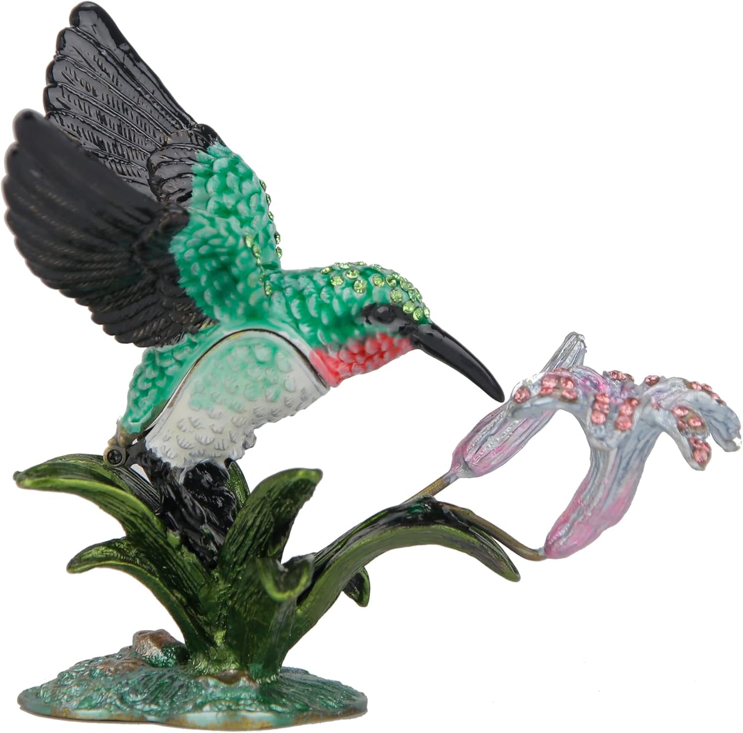 Humingbird Figurines with Flower Girls Jewelry Boxes Hummingbird Gifts Humming Bird Decorative Trinket Boxes Hinged Box Home Decor