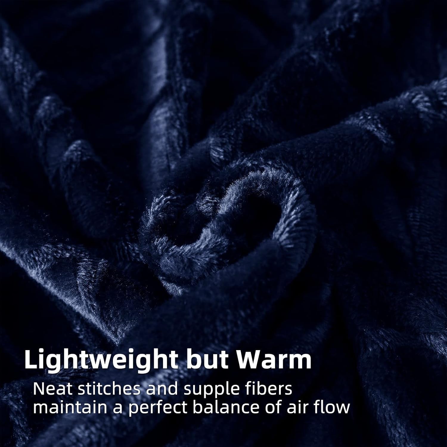 Flannel Fleece Throw Blanket for Couch, Soft Fluffy Velvet Sofa Blanket with Decorative Vintage Pattern for All Season, Warm and Lightweight, 50X60 Inch, Navy Blue