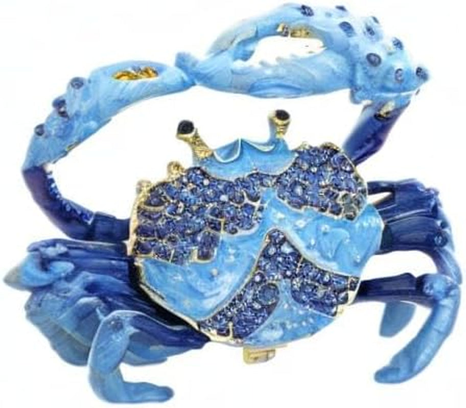 Crab Jewelry Trinket Boxes Hinged Animal Jeweled Trinket Box Decorative Crab Collectible Figurine