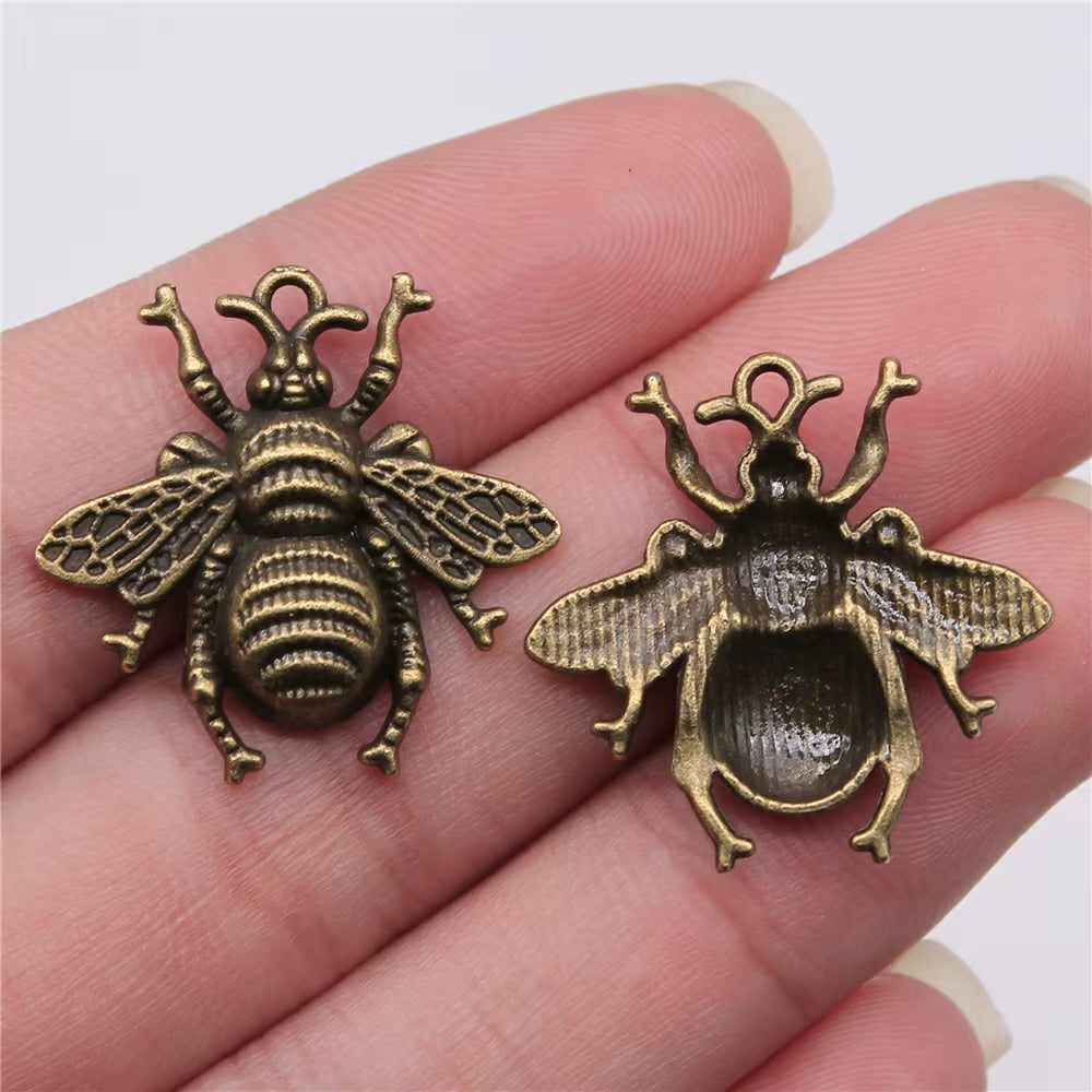 10Pcs 25X25Mm Antique Gold Color Antique Bronze Color Antique Silver Color Bee Charms for Jewelry Making