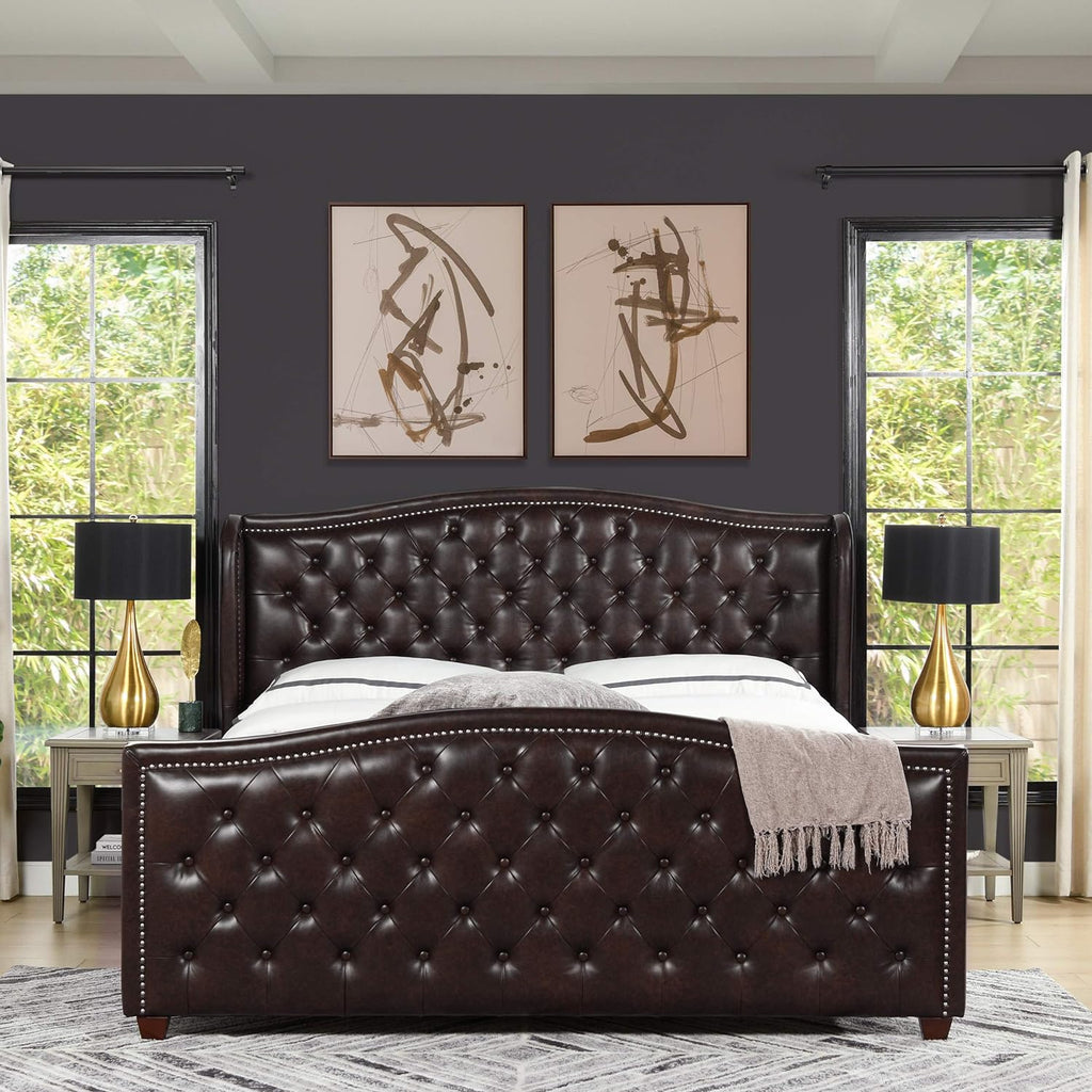 Marcella Upholstered Shelter Headboard Bed Set