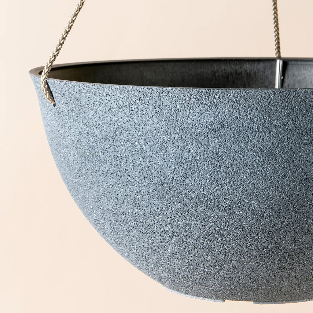 Large Hanging Planters for Outdoor Plants - Hanging Flower Pots Weathered Gray (13.2 Inch, Set of 2)