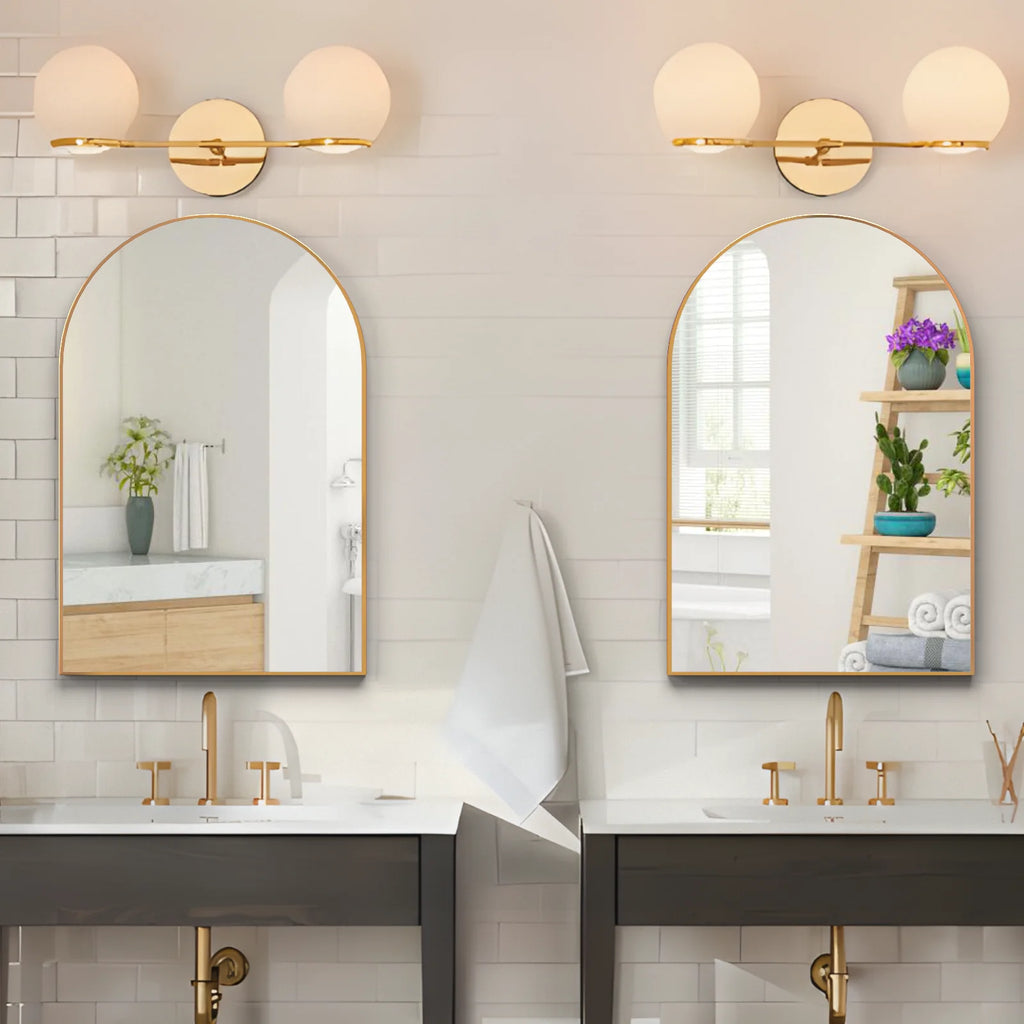 Arch Wall Mirror 20"X30" Bathroom Arched Mirror Vanity Mirror Gold