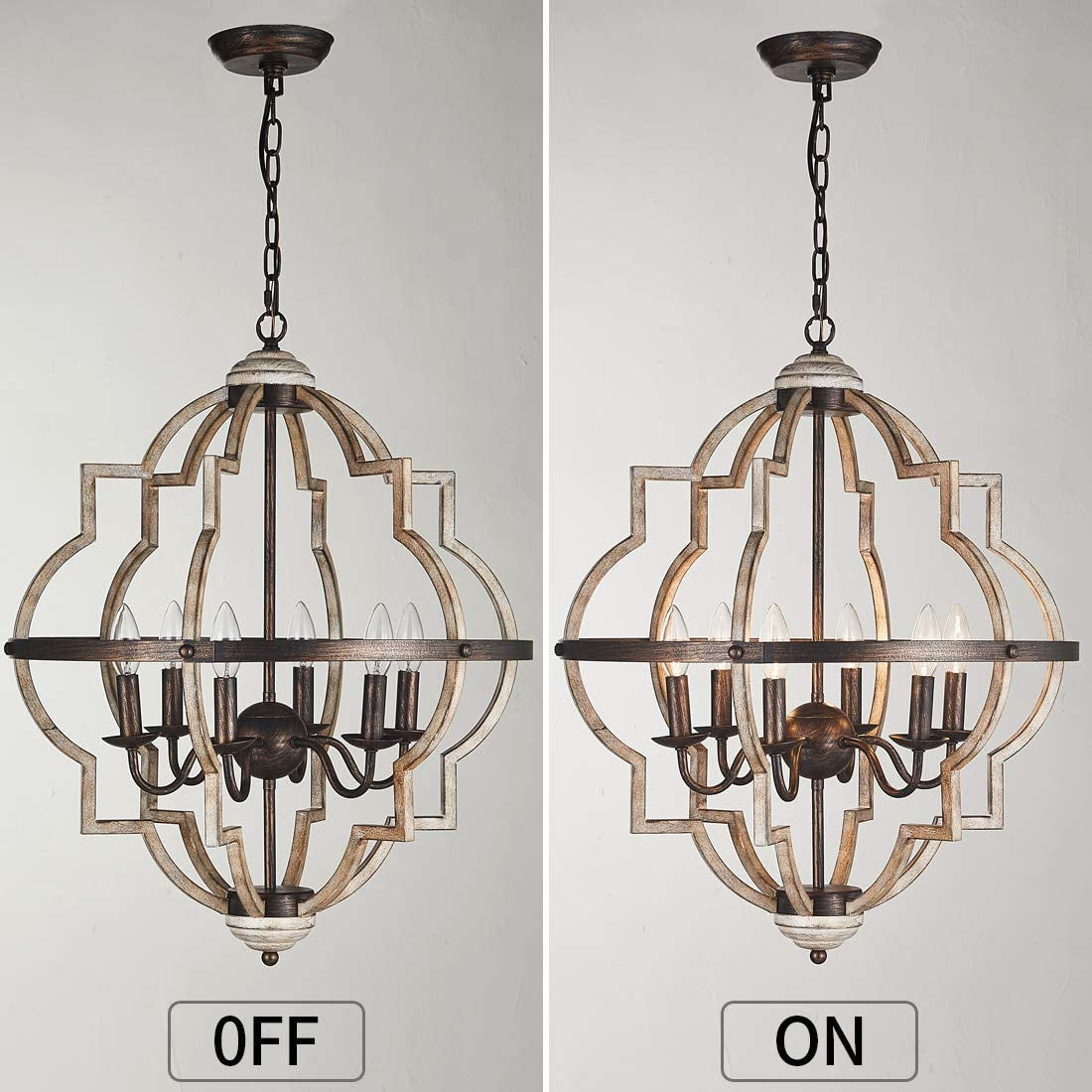 Orb 6-Light Chandelier Rustic Vintage Metal Chandelier Stardust Finish Foyer Chandelier Adjustable Height Dining Light Living Room Lighting Kitchen Chandelier UL Listed