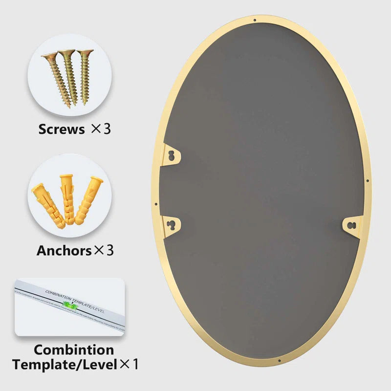 Oval Mirror Bathroom Vanity Mirror Metal Framed Wall-Mounted Mirrors for Bathroom