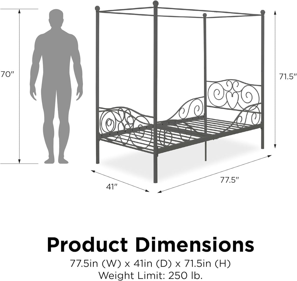 4020959 Sturdy Bed Frame, Twin, Pewter