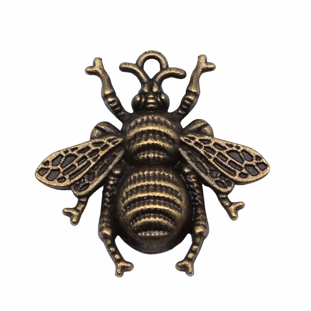 10Pcs 25X25Mm Antique Gold Color Antique Bronze Color Antique Silver Color Bee Charms for Jewelry Making