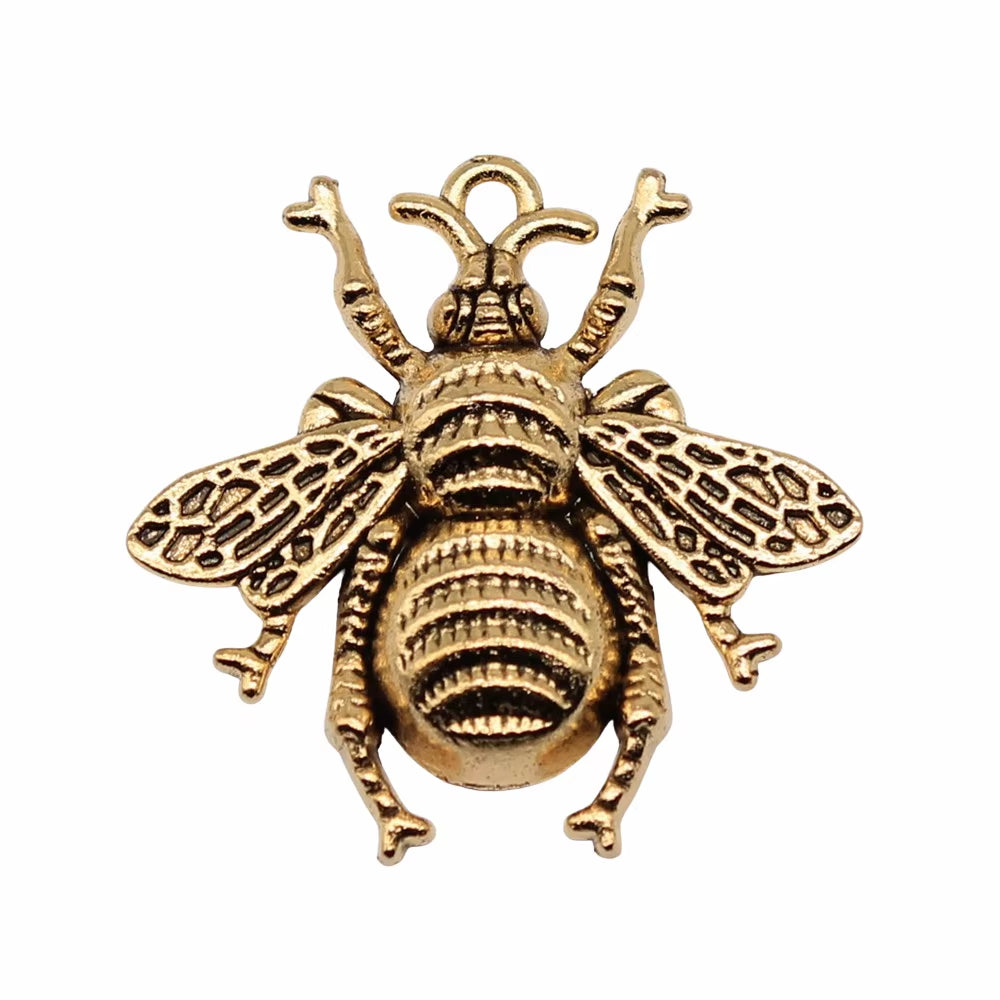 10Pcs 25X25Mm Antique Gold Color Antique Bronze Color Antique Silver Color Bee Charms for Jewelry Making