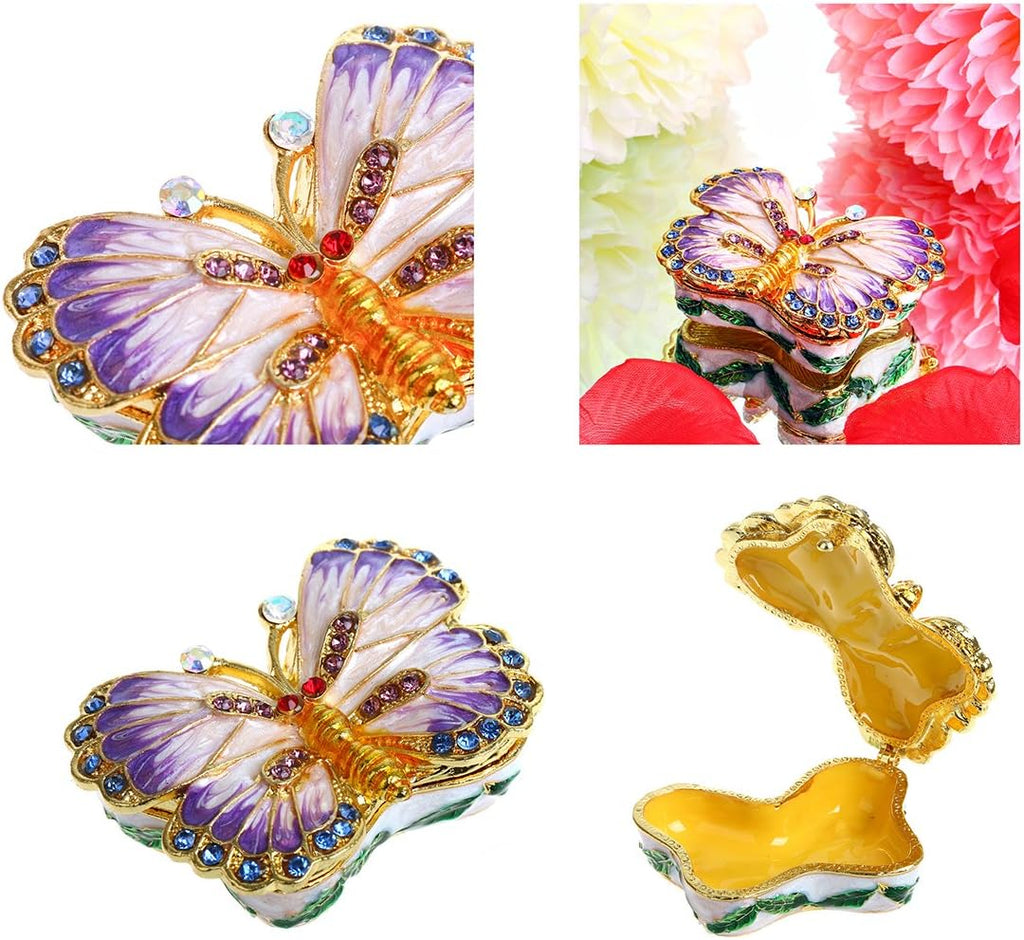 Butterfly Trinket Box Hinged Small Jewelry Bejeweled Trinket Boxes Figurine Collectible Gift (Trinket Box Ii)