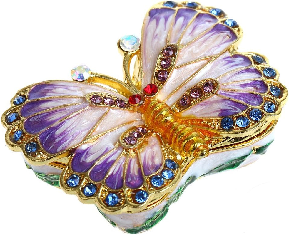 Butterfly Trinket Box Hinged Small Jewelry Bejeweled Trinket Boxes Figurine Collectible Gift (Trinket Box Ii)