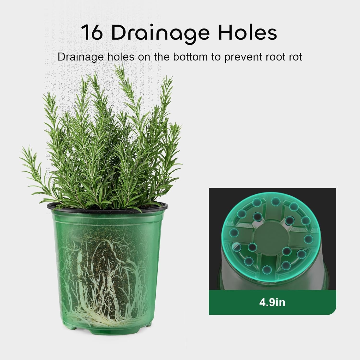 24 Set 6" 1 Gallon for Plants Flexible Nursery Pot with Drainage Hole and 15 Pcs Plant Labels, Flower Plant Container for Indoor Outdoor, Green
