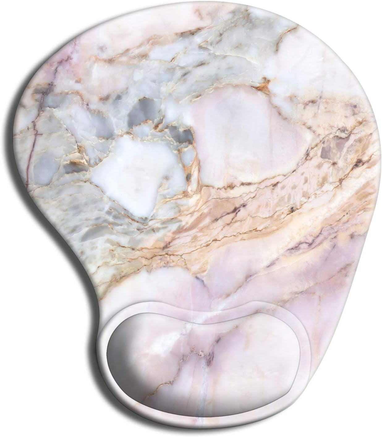 Ergonomic Mouse Pad with Gel Wrist Rest Support, Cute Mouse Pads with Non-Slip Rubber Base Wrist Rest Pad for Home, Office & Travel Easy Typing & Pain Relief, Marble